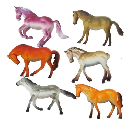 6 Cavalo De Borracha Miniatura Animal Haras Fazenda