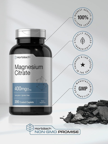 Citrato De Magnesio 400 Mg Con 200 Comprimidos Horbaach