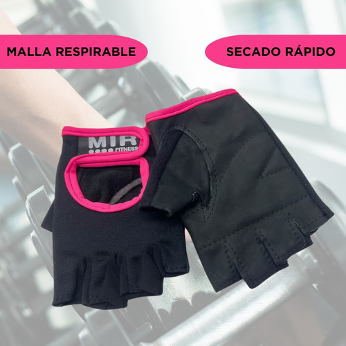 Guantes Gimnasio Gym Mujer Hombre Mir Pesas Fucsia Lisa S