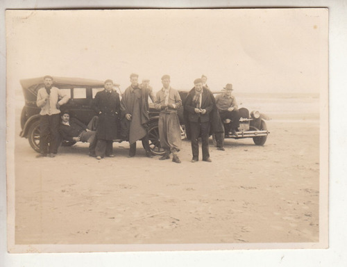 1938 Fotografia Grupo Amigos Con Cachilas Playa Portezuelo