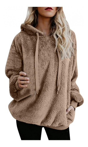Pullover Hoodie For Dama Solid Sherpa Sweatshirt Fuzzy