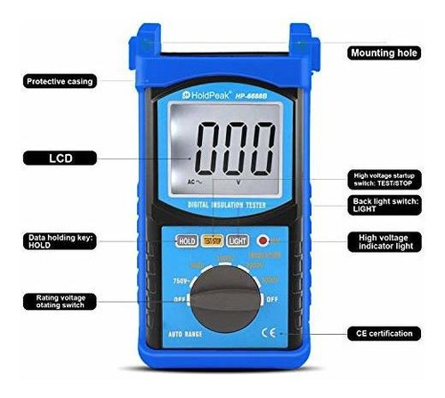 Imagen 7 de 7 de Resistencia De Aislamiento Tester-36k Holdpeak Automática De