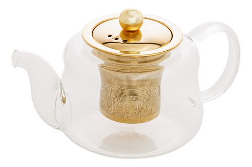 Chaleira De Vidro Borossilicato Com Infusor Wolff Inox 600ml Cor Transparente