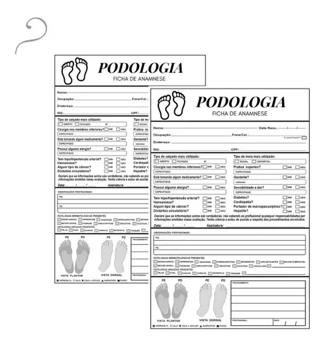 Blocos De Anamnese Para Podologia Ficha Completa Informações Avaliação Pé