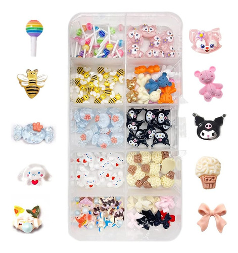 Nail Art Charms Para Acrylic Nail Design Kit 100pcs Resin 3d