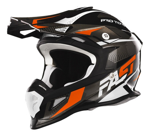 Capacete Para Trilha De Moto Bonito Pro Tork Fast Tech Bom Cor Cinza e laranja Tamanho do capacete 56