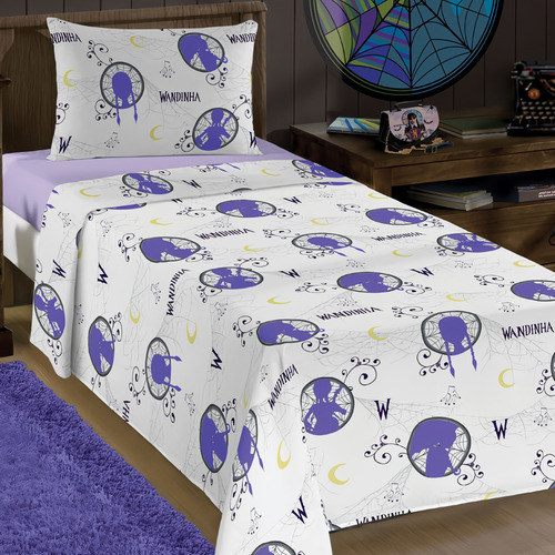 Jogo De Lençol Cama Solteiro Algodão Wandinha 3pçs - Lepper