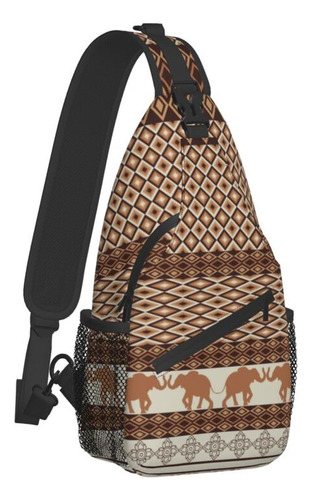 Bandolera De Pecho Con Estampado Geométrico Y Elefante Para Hombre