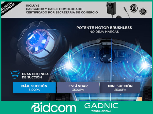Imagen 6 de 10 de Aspiradora Robot Gadnic Trapeadora 15 Modos De Limpieza Pro