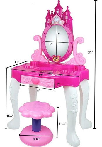 Juego Tocador De Niñas Con Espejo Accesorios De Princesa