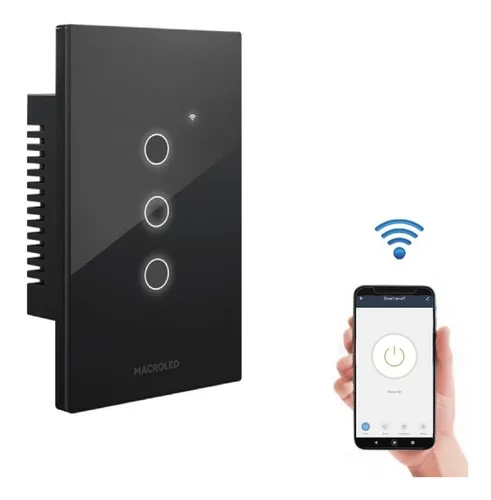 Interruptor Inteligente WiFi Táctil Triple Negro - Smartfy