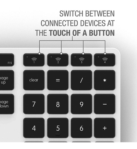 Imagen 4 de 7 de Teclado Inalámbrico Aluminio Retroiluminado Matias /no Apple