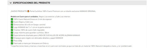 Imagen 9 de 9 de Bolso Porta Cuchillos De Cuero Kanka + Grabado Gratis 4 Unid