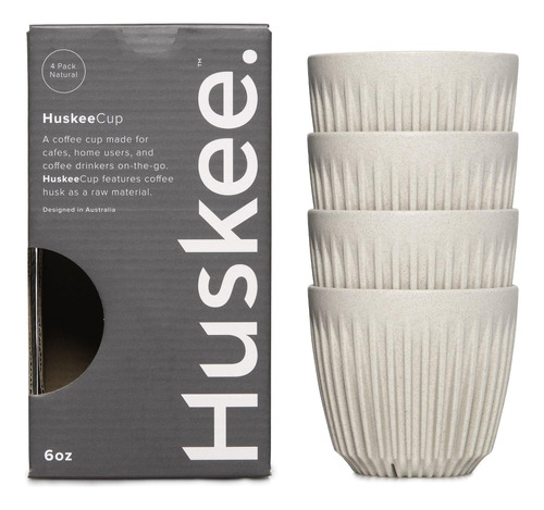 Huskee Paquete De 4 Tazas De Café De 6 Oz, Gris, 4 Unidades 