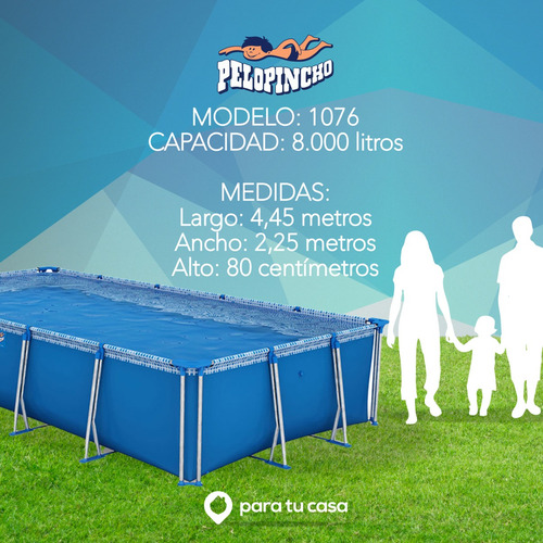 Pileta Pelopincho 8000 Lt + Base Y Cubre Pileta + Bomba