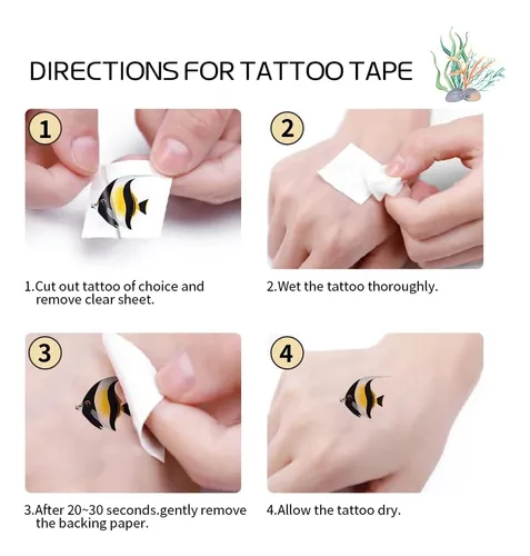 Tatuajes Temporales De Peces Oceánicos Tropicales, 10 Hojas