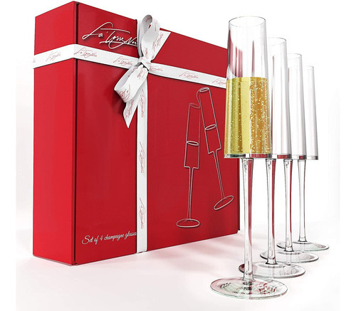 Crystal Champagne Flutes  Juego De 4 Copas De Champá