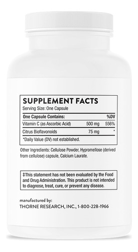 Thorne Vitamina C Con Bioflavonoides Cítricos 90 Cápsulas