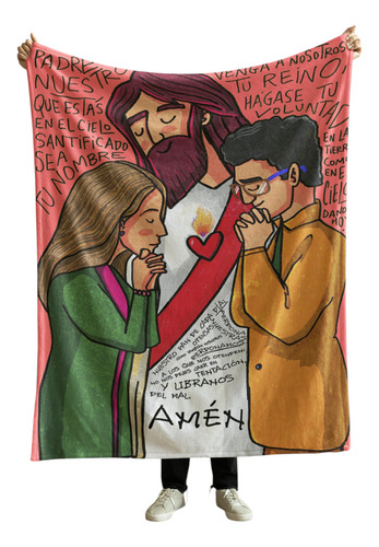 Cobija Frazada Varios Diseños Espiritualidad + Cuarzo Regalo Padre Nuestro Frazada Ligera 110x160cm