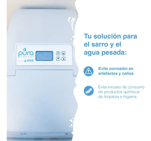 Pura Mediterráneo suavizador ablandador de agua inteligente elimina sarro y dureza alto y bajo rendimiento
