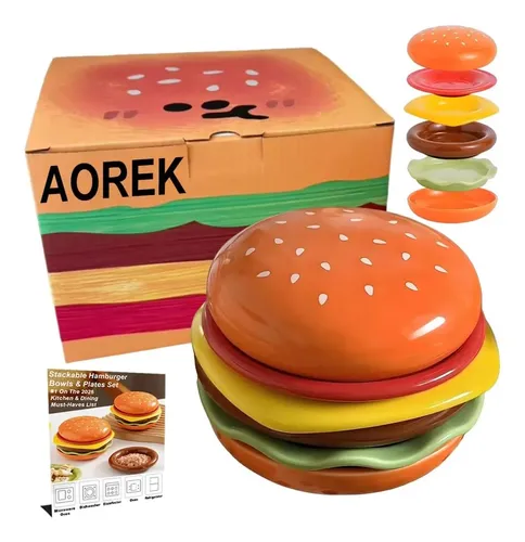 Ceramic Stackable Hamburger Plate Set - 6-piece Set | MercadoLivre Ceramic Stackable Hamburger Plate Set - 6-piece Set | MercadoLivre