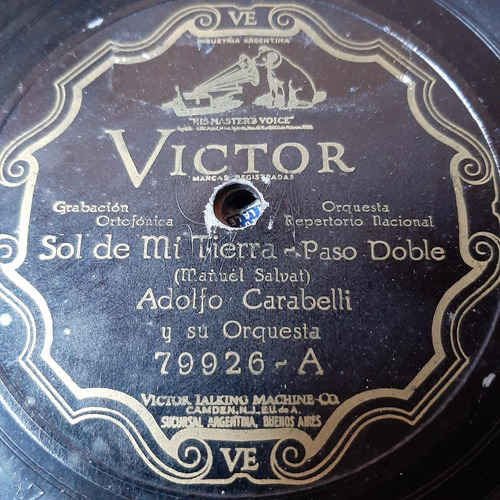 Pasta Adolfo Carabelli Su Orquesta Victor C185