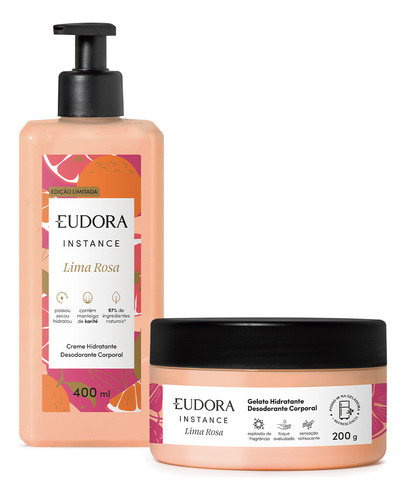  Combo Instance Lima Rosa: Loção Corporal 400ml + Gelato Hidr