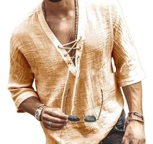 Camisa Con Lazo En El Pecho A La Moda De Verano Para Hombre