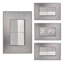 Comprar Placa 2 Apagadores Sencillos Armada Acero Inoxidable (3pz)