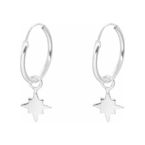 1 Par Aros Argollas Modelo Estrella Fugaz, 12mm. Plata 925