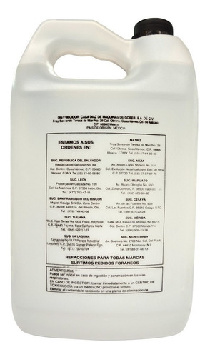 Imagen 2 de 2 de Aceite Para Máquinas De Coser Y Bordar - Casa Díaz 4 Litros