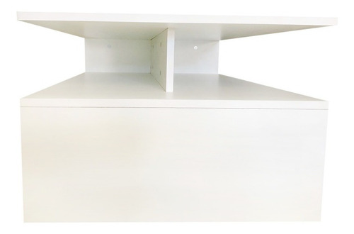 Mesa De Centro Doble Repisa Minimalista Bicolor Color Blanco Absoluto