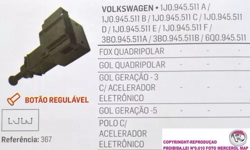 Interruptor Do Pedal Luz de Freio Original 1j0945511e Vw Golf 08