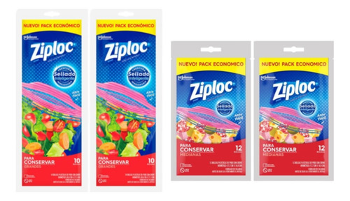 Ziploc Bolsas Para Conservar Combo 20 Grandes + 24 Medianas