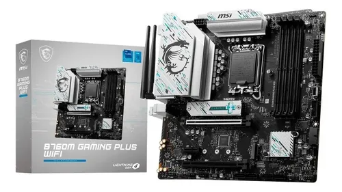 Placa Mãe MSI B760M Gaming Plus LGA 1700 m-ATX DDR5 Wi-Fi Preto/Branco