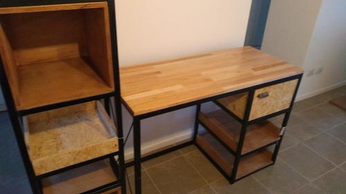 Escritorio Industrial Mas Estanteria. Combo Mueble