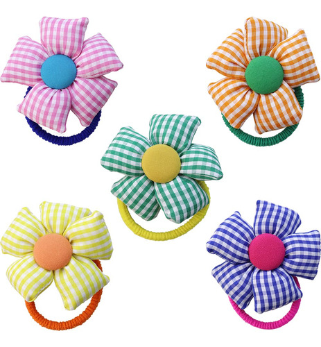 Naihod 5 Bandas Elsticas Para El Cabello Con Flores, 5 Color