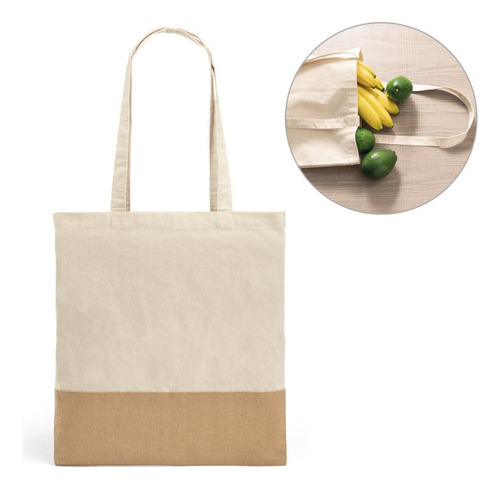 Kit 3 Bolsas Ecológica Ecobag Algodão Com Detalhe Em Juta Cor Natural