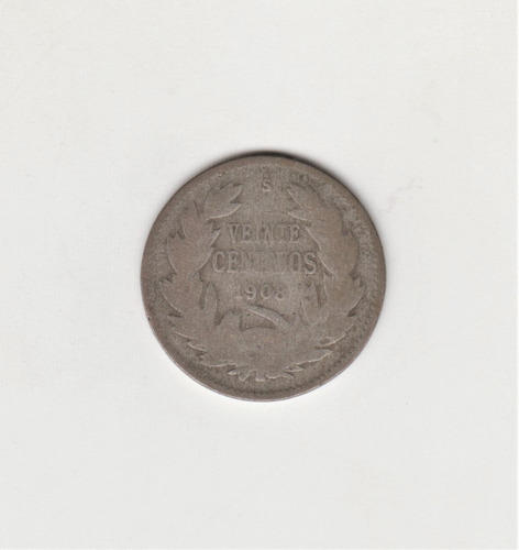 Moneda Chile 20 Cts 1908 Plata (c85)