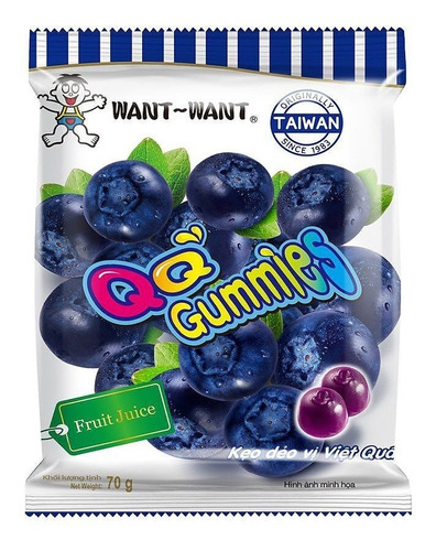 Bala De Goma Qq Want Want 70g Sabor Blueberry