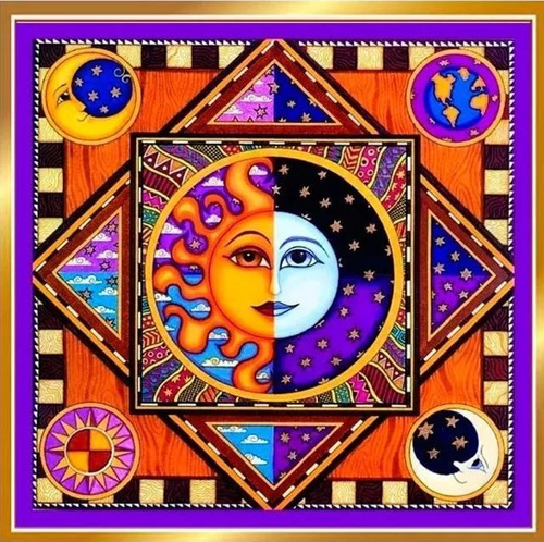 Mandala Sol & Lua Em Veludo + Presente
