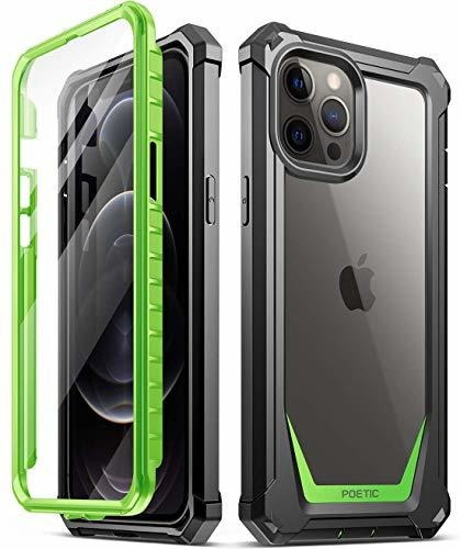 Funda Para iPhone 12 Pro Max Protectora 360 Verde Y Negro