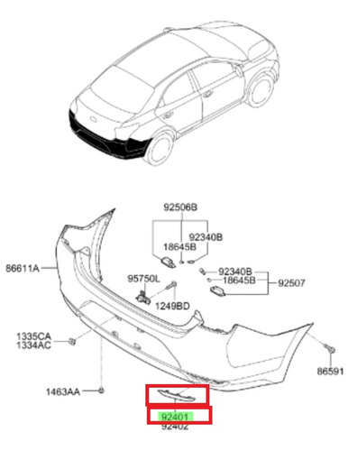 Reflector Parachoque Tras Izq Para Hyundai Verna 2020 2022