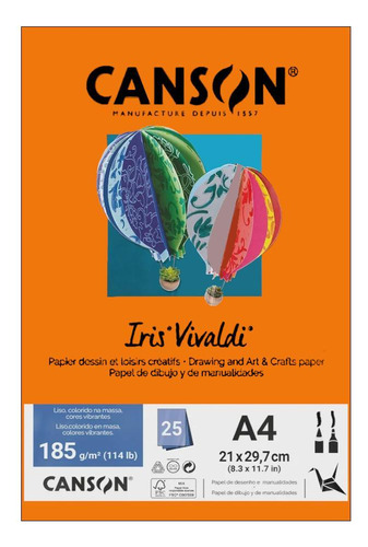 Papel Canson A4 Iris Vivaldi 185g 25fls Laranja