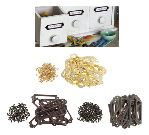 3 X 20 Unidades Sujetadores Portatarjetas De Metal Bronce