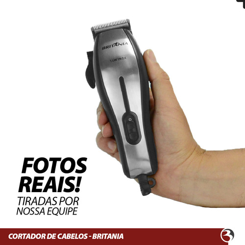 Cortador De Cabelo 127v Kit 9 Acessórios 14w Inox Cor Prata