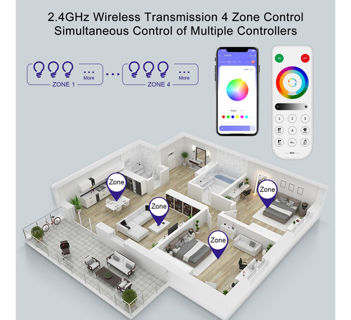 Controlador Led Bluetooth Rgbzone, Sp630e 4 Zonas De 2.4ghz