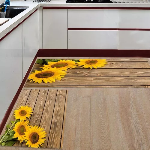 1pc Tapete De Piso Con Estampado De Gnomos De Girasol Para Cocina