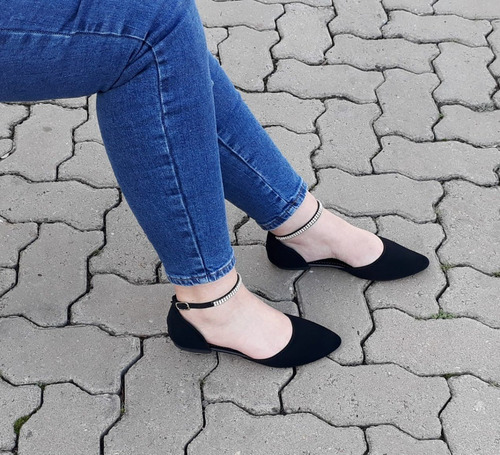 Imagem 2 de 5 de Kit 2 Pares Sapatilha Feminina Social Rasteirinha Bico Fino