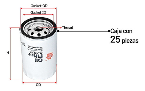 Combo 25 Filtros Aceite Sakura Mazda B2300 4 Cil 2.3l 01/07